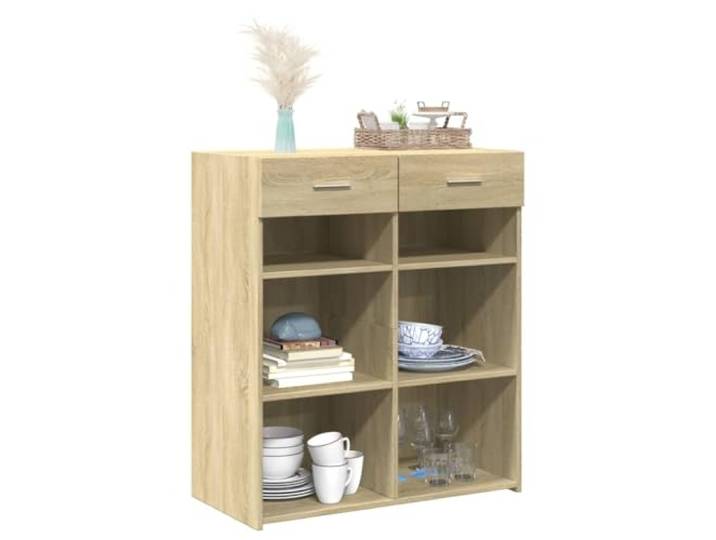 KTHLBRH Sideboard Eiche Sonoma 80 x 42,5 x 93 cm Holz mehrschichtig 2 Schubladen, großer Stauraum, pflegeleicht, kippsicher