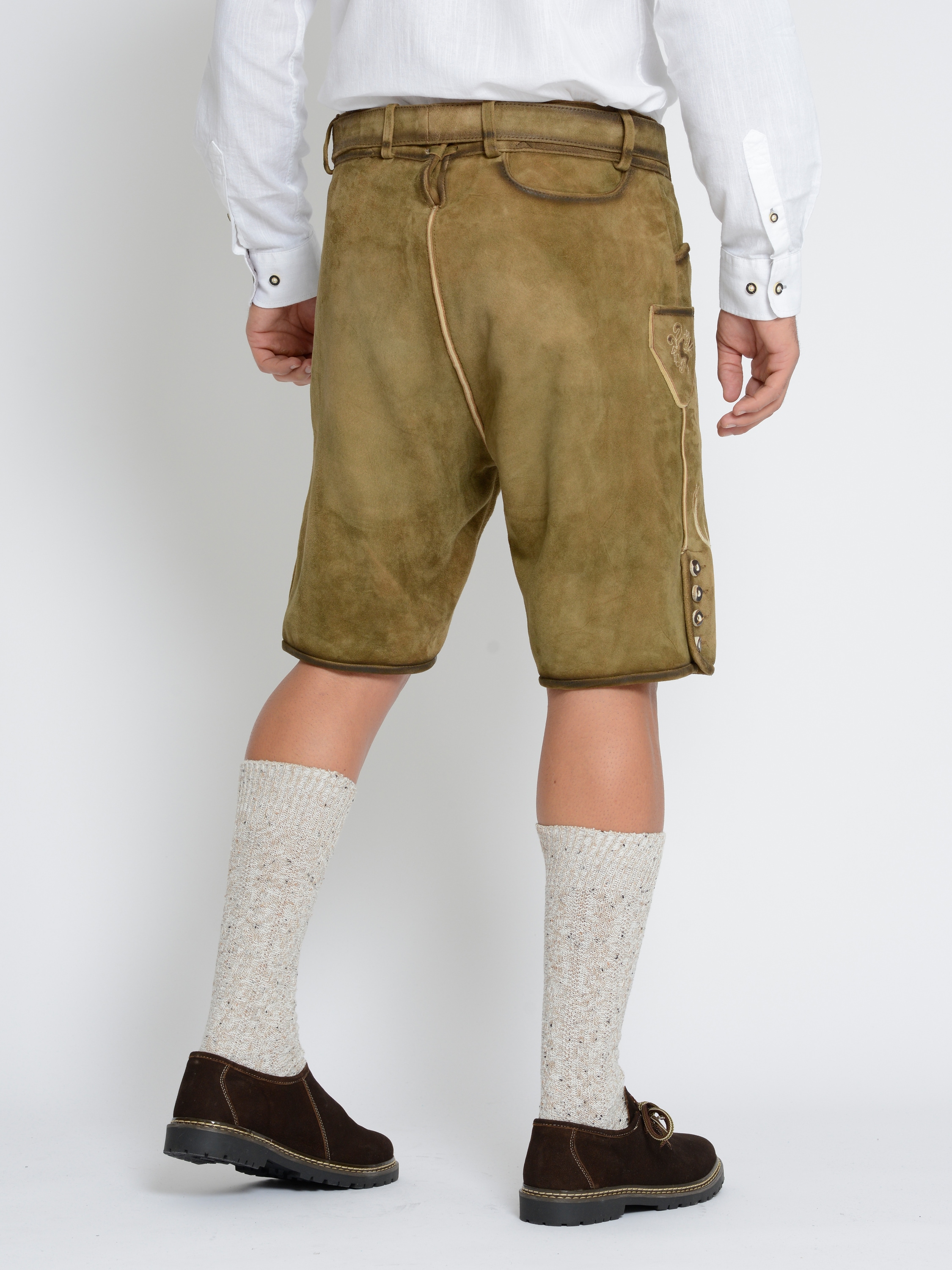 Trachtenhose JCC "Trachtenhose 31023200", Herren, Gr. 48, EURO, weiß (sand), Obermaterial: 100% Ziegenveloursleder GOVL., Hosen Trachtenhose, Topseller