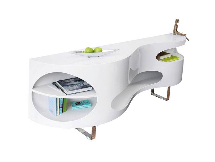 Livetastic Sideboard, Weiß Hochglanz, Metall, 200x60x50 cm, stehend, Wohnzimmer, Kommoden & Sideboards, Sideboards