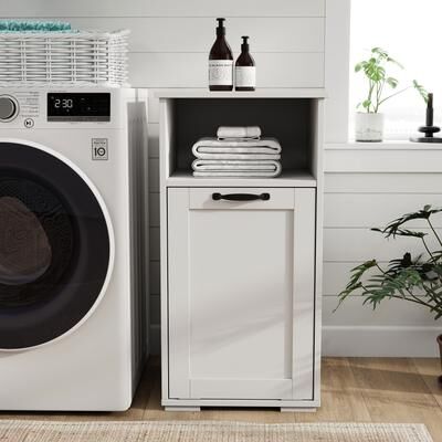 toswini Compact Laundry Cabinet with 1 Removable Liner Bag for Easy Sorting