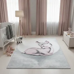 Kinderteppich COGNE, mit Reh-Motiv, Rosa, 120 x 170 cm