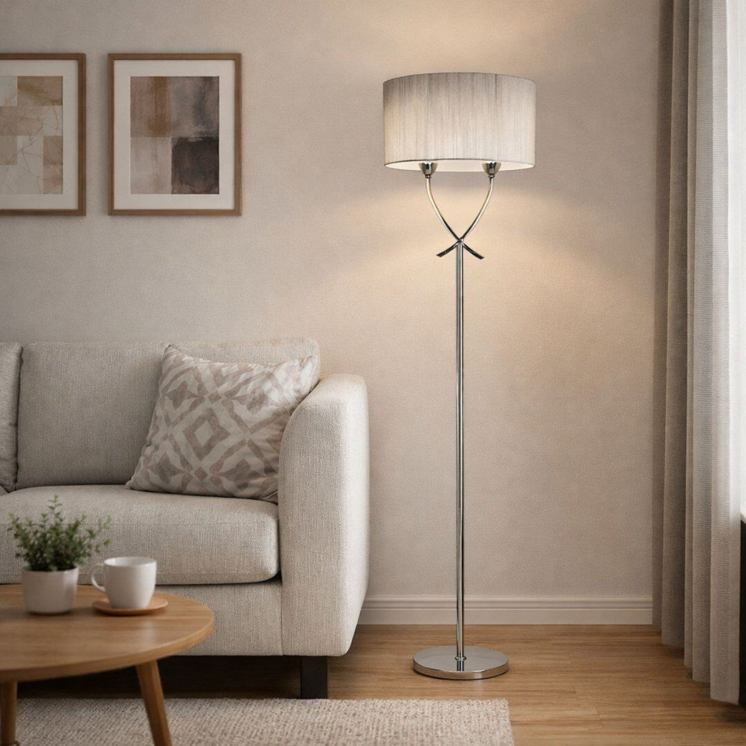 Pagazzi Lighting 152cm Polished Metal Traditional Floor Lamp Polished Metal 152cm H X 40cm D