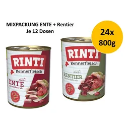 Rinti Kennerfleisch Multipack Ente und Rentier | 24x 800g Hundefutter