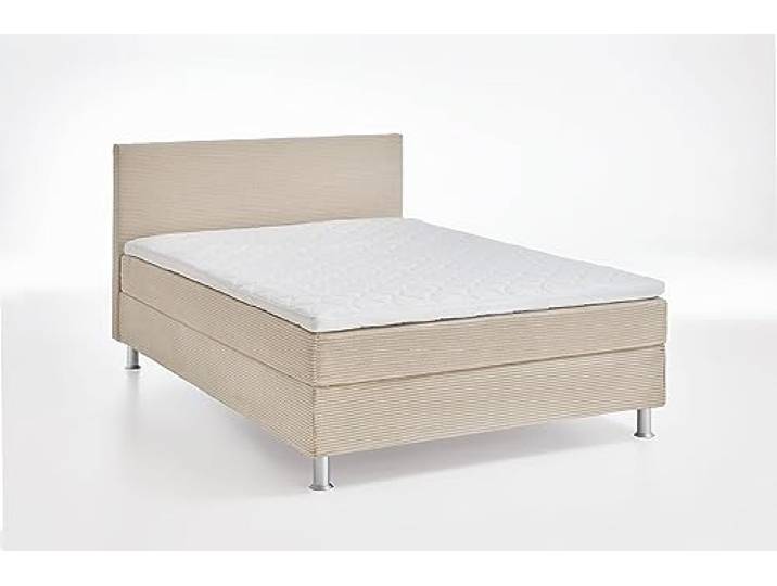 Atlantic Home Collection Boxbett inklusive Rost und H3 Federkernmatratze, Holz, Creme, 120 x 200 cm