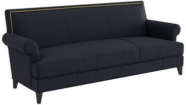 Juliana Leather Sofa - Navy Leather, Navy Walnut - Ballard Designs