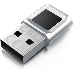 CSL Fingerabdrucksensor, Windows 11, bis zu 10 IDs, biometrische Authentifizierung, Plug & Play, USB-A, Notebook Security, Silber