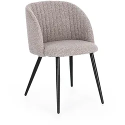 Esszimmerstuhl Queen Boucle-Stoff, modern gepolstert, braun nerzbraun, Metallgestell schwarz