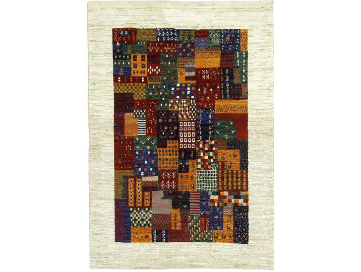 Perser Gabbeh Loribaft Teppich 106x150 Handgeknüpft Modern Orientteppich Perserteppich Wolle