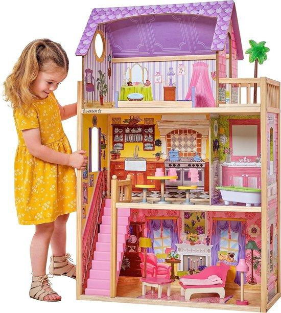 KidKraft Poppenhuis Speelset - Houten Huis met Meubilair - Meerkleurig - Hoogte: 114 cm