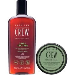 500ml American Crew Classic Cream + 3in1 Tea Tree Set (Forming Cream 50ml + 3-in-1 450ml)