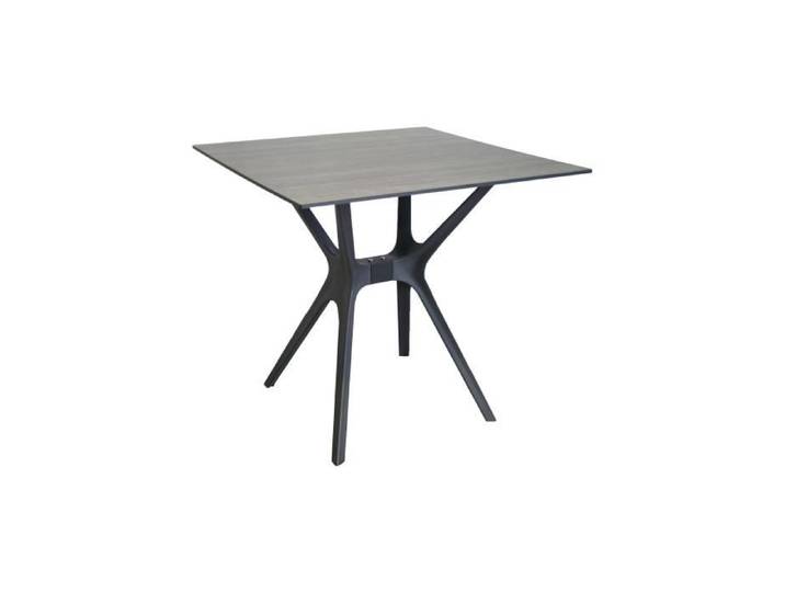 Table de jardin Jelle 80x80 avec pieds anthracite. Réalisée en matière synthétique.
