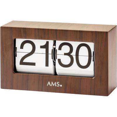 Tischuhr AMS "T1177", braun, Tischuhren, Quarzuhr, Büro, Wohnzimmer, Esszimmer, Holzoptik