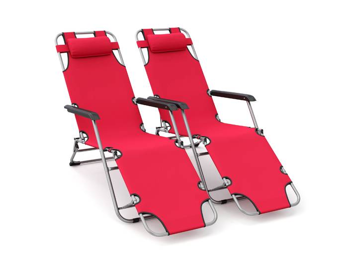 Liegestuhl Campingstuhl rot 2er Set