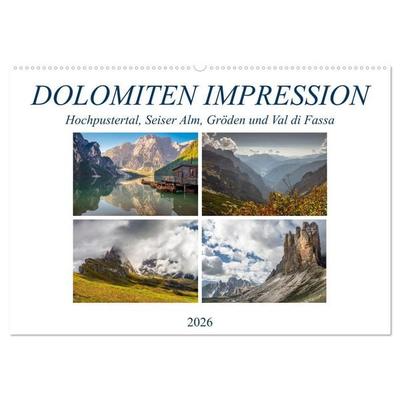 Dolomiten Impression, Hochpustertal, Seiser Alm, Gröden, Val di Fassa (Wandkalender 2026 DIN A2 quer), CALVENDO Monatskalender