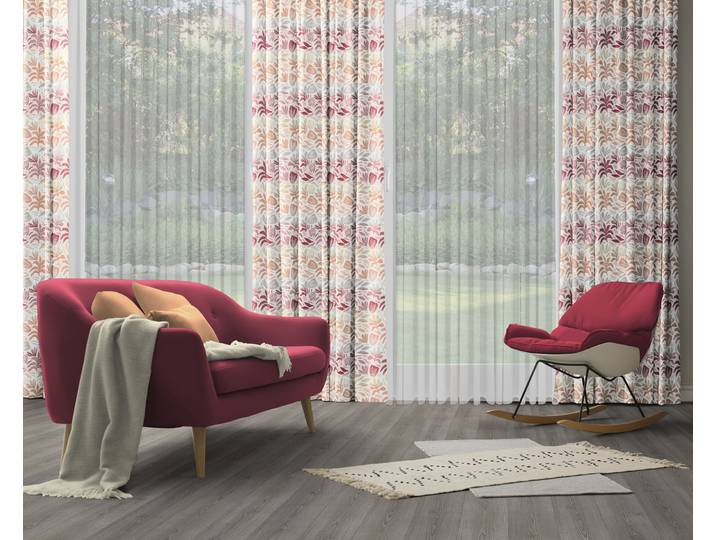 Vorhang WIRTH Kairo Gr. 1, rot, B:132cm H:145cm, Jacquard, Baumwolle, Polyester, Gardinen, Vorhang