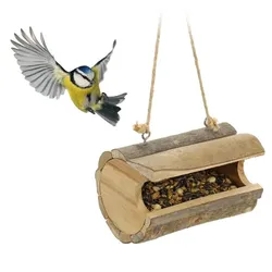 Relaxdays Vogelfutterhaus zum Aufhängen Hellbraun