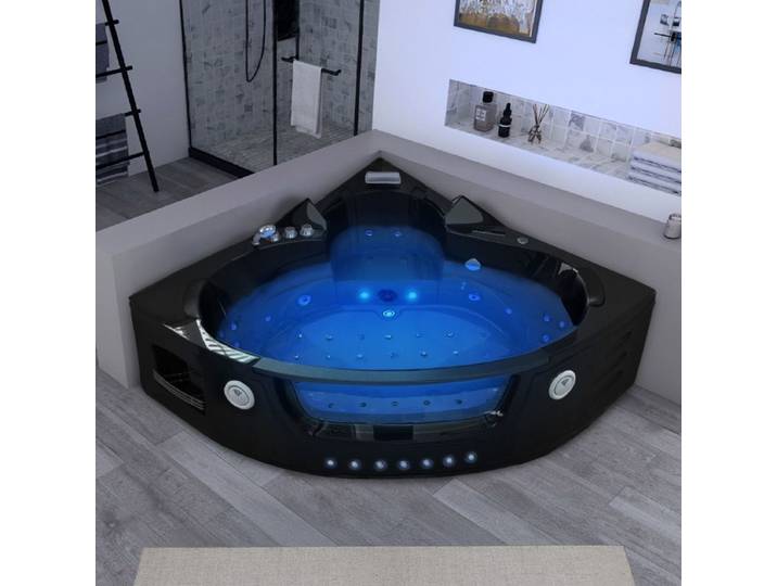 Baignoire Balnéo d'angle Maeva Black 39 jets Whirlpool