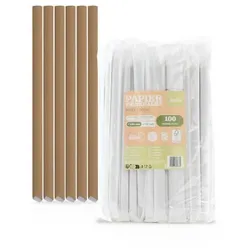 Mank Bubble Tea Trinkhalme in naturbraun aus Papier,  Ø 12 mm / 23 cm, einzeln verpackt, 1600 Stück - Man