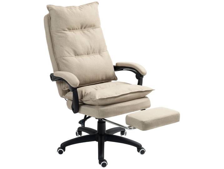 Chaise de bureau dossier inclinable lin beige