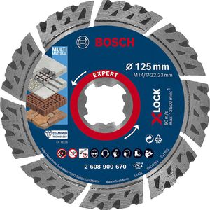 Bosch Trennscheibe Expert MultiMaterial, X-Lock, Diamanttrennscheibe, für Beton und Stein, 125 x 2,4 mm