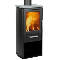 Varde  Kaminofen  Samsö  Stahl  schwarz  mit  Speckstein-Topplatte  5  kW