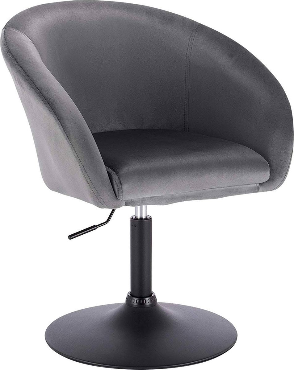 Happyment Barkruk Nero Deluxe Industrial - Donkergrijs - Velvet - In hoogte verstelbaar