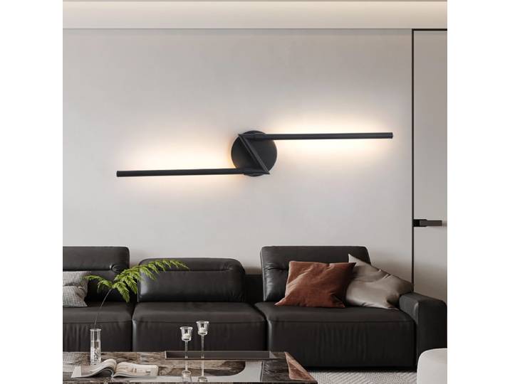 Lampe murale à télécommande sans fil, à intensité variable, LED moderne, finition noire, 70 cm, éclairage décoratif