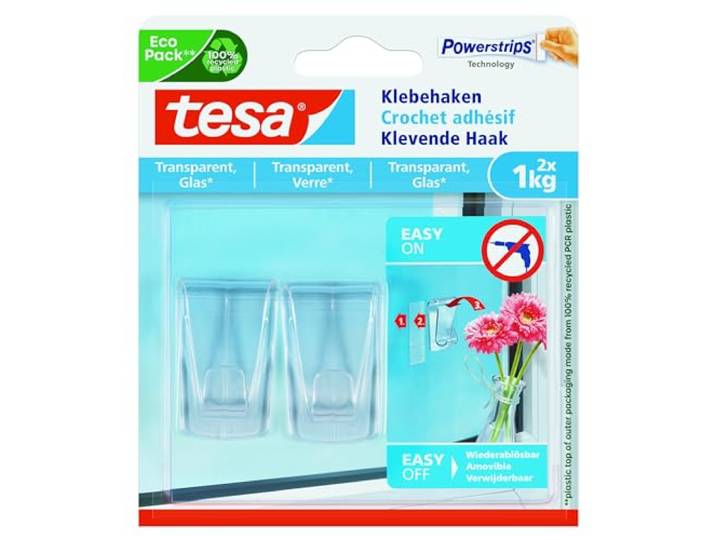 tesa Adhesive Hook for Transparent & Glass 1 kg, wit