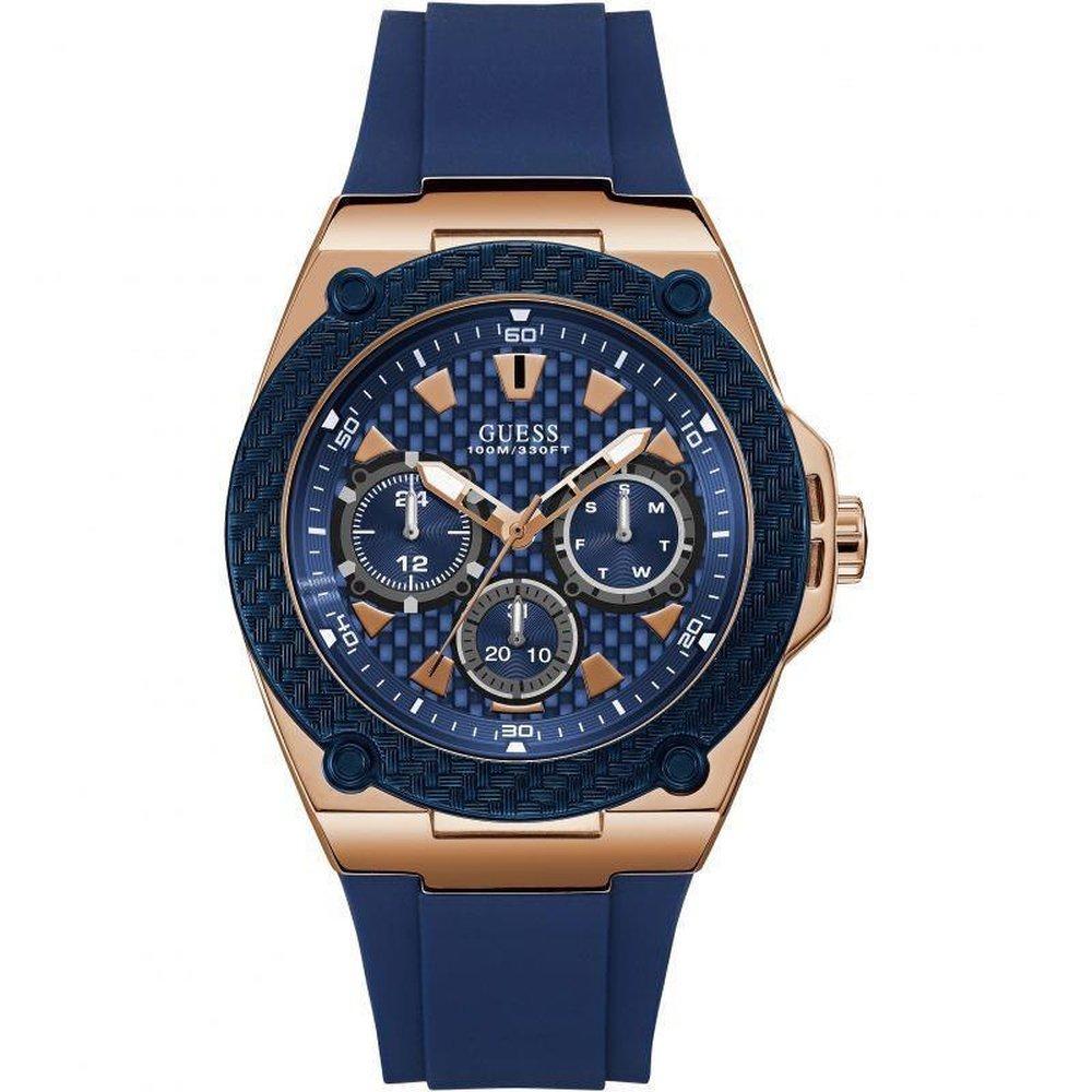 Guess W1049G2 Legacy Blaues Zifferblatt Blaues Silikon Herrenuhr