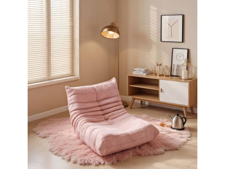 Fauteuil paresseux Canapé paresseux Dossier inclinable pour salon Fauteuil de Sol Paresseux rose Peluche
