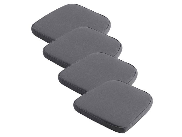 Stuhlkissen Outdoor 4er-Set, bequeme und komfortable Sitzkissen, dunkelgrau, 48 x 48 x 5cm