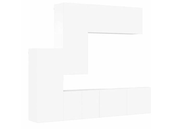 Roanoer 5-TLG TV Wandschrank Set Wohnwand Weiß Holzwerkstoff Flexibles Schrankset für Wohnzimmer und Büro aus stabiler Spanplatte, sorgt für platzsparende Wandmontage und Ordnung.