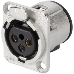 NEUTRIK® XLR, 3-pol , Metall-, Printtechnik vertikal-Einbaubuchse, versilberte(r) Kontakt(e), Type D, nickelfarben