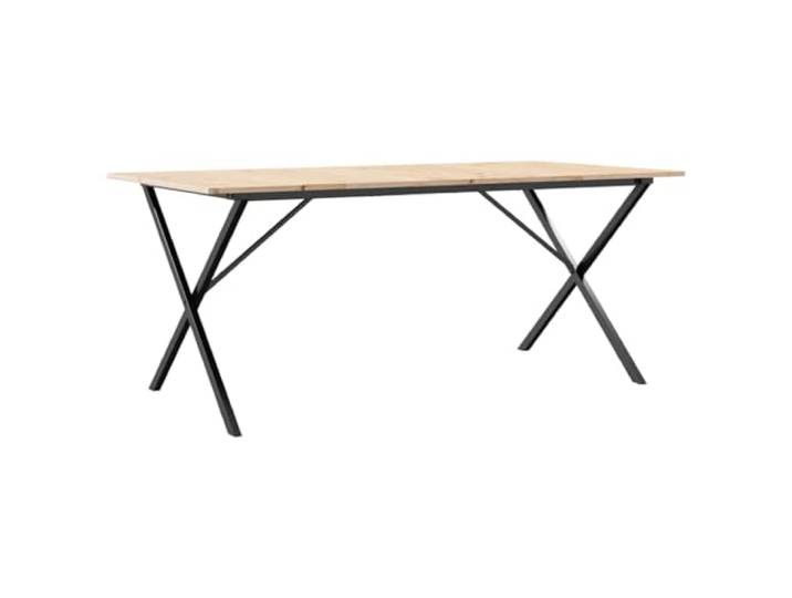 KFGWERSTY Esstisch 180 x 90 x 75 cm Massives Kiefernholz, pulverbeschichteter Stahl, X-Gestell, 180 x 90 x 75 cm, für Esszimmer und Wohnbereich