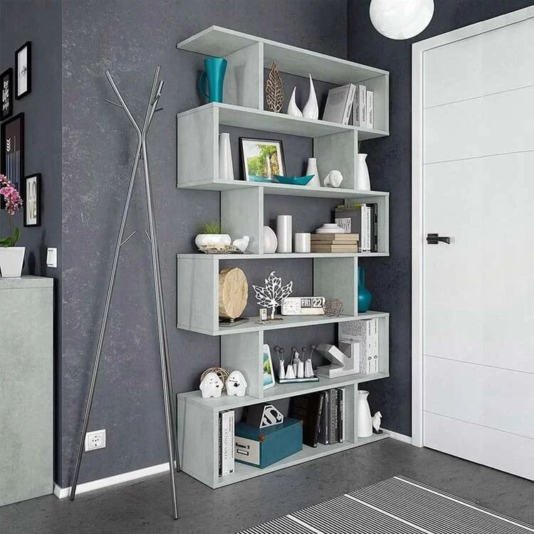garneroarredamenti Libreria da parete 80x192h cm soggiorno design cemento Zaira