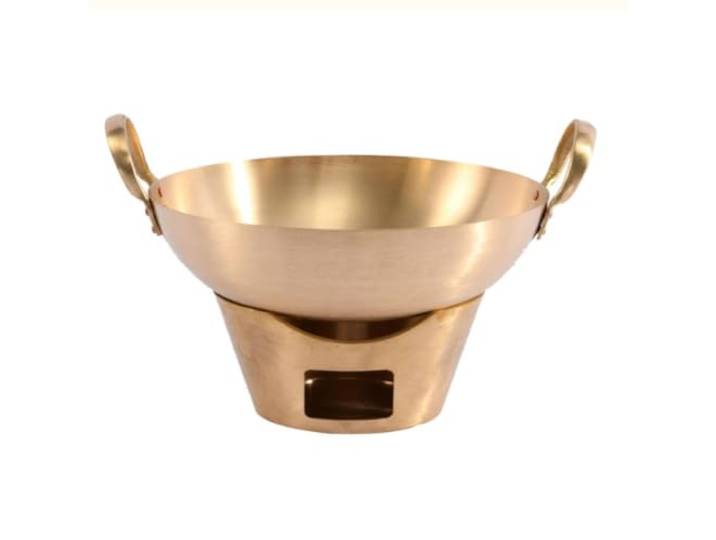 Tom Yum Suppentopf aus Messing mit Doppelgriffen, Thai-Curry-Topf Südostasiatisches Geschirr mit niedrigem Herdständer, 16–24 cm(24cm)