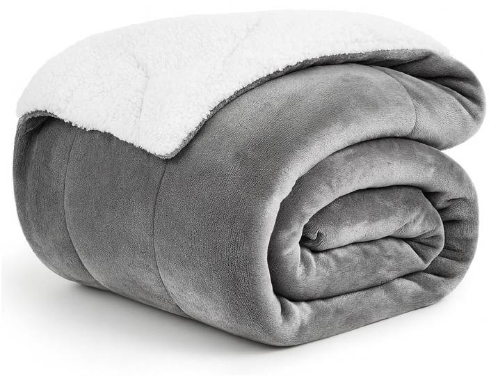 Travelhawk Fleece deken - 150x200 cm - Luxe Dubbellaagse - Voor Bank\, Slaapkamer & Woonkamer - Fleece Deken & Fleece Plaid - Grijs