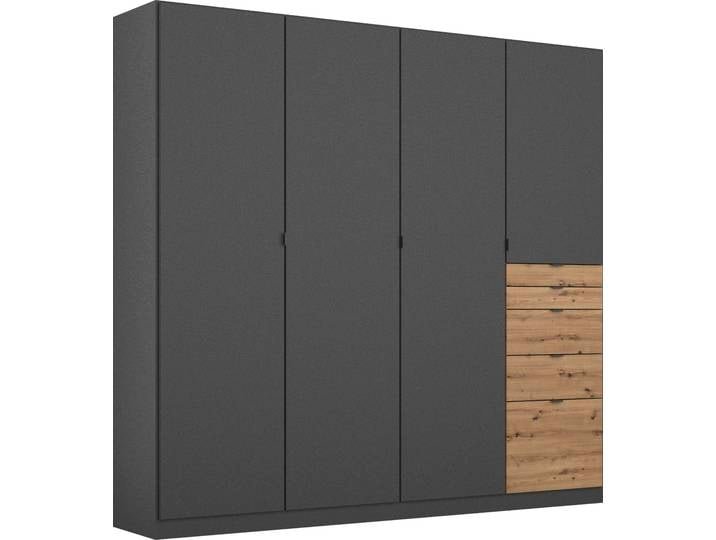 Drehtürenschrank, Holzwerkstoff, Graumetallic/Eiche Artisan, 181×197×54 cm, Landhaus, Rauch
