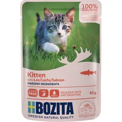 Bozita Kitten Häppchen in Soße 85g Katzennassfutter 12 x 85 Gramm Lachs
