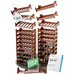 Braunes , Modulares Flaschenregal für 144 Weinflaschen - Stapelbar , Erweiterbar , Robust - Ideal für Weinlagerung in Keller , Gastronomie & Zuhause , Getränkeschrank , Weinregal stapelbar