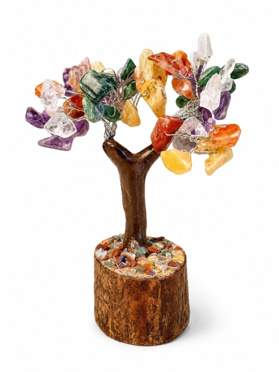Chakra edelsteen boom met 7 edelstenen - 11 x 4 cm