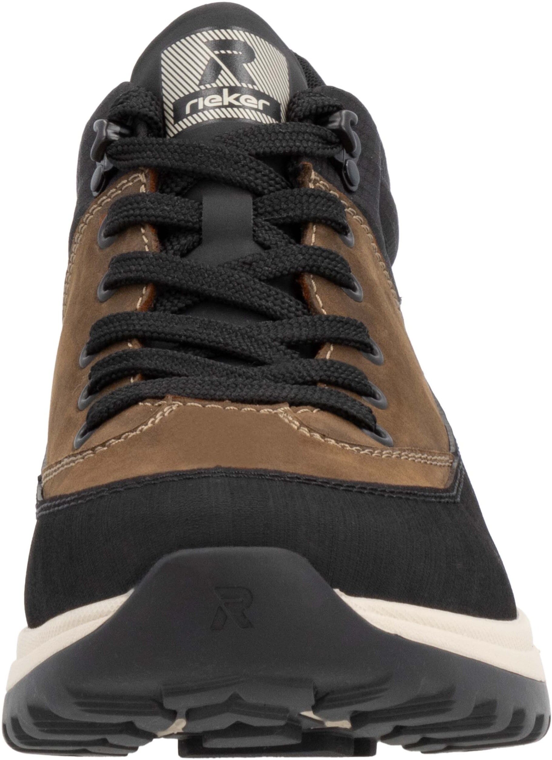 Sneaker RIEKER SPORT, Herren, Gr. 41, braun (braun, schwarz), Leder, Lederimitat, Textil, Schuhe Sneaker, Freizeitschuh, Outdoorschuh, Schnürboots mit TEX-Membran braun, schwarz 41