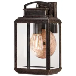 Außenleuchte Wandlampe Laterne Metall Glas Bronze H 36,8 cm IP44 Vintage-Look