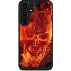 Nivocase Handyhülle für Samsung Galaxy S25+ Hülle NIVOpure Case Schwarz Feuer Schädel Totenkopf (Samsung Galaxy S25+), Smartphone Hülle, Schwarz