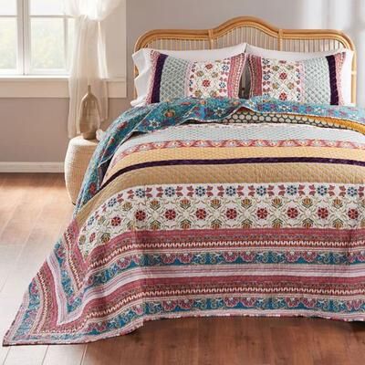 Greenland Trading Co. Thalia Bedspread Set Multi Bright, King, Multi Bright