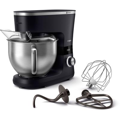 PHILIPS Küchenmaschine "HR7962/01", schwarz, B:36cm H:34,5cm T:17,6cm, Küchenmaschinen, ProKnead Technologie, inkl. Knethaken, Schneebesen und Quirl, Küchenmaschine