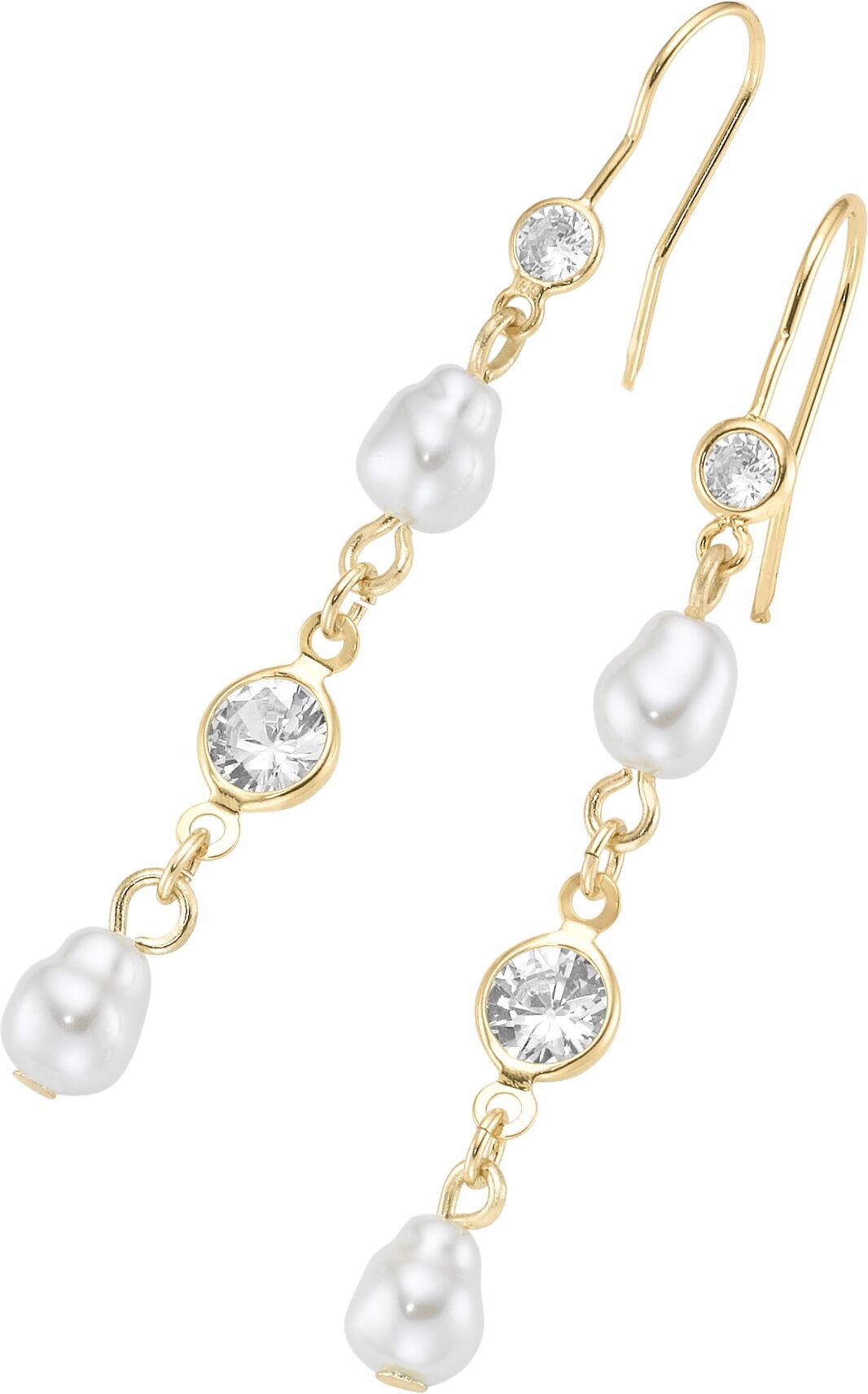 Paar Ohrhaken FIRETTI "Schmuck Geschenk Messing Ohrschmuck Ohrringe", rosa (gelbgoldfarben, kristallweißweiß, kristallweiß), Ohrringe, Damen, 6mm, Messing Perlen, Messing, Perlen, Paar Ohrhaken, mit Kristallstein - mit Kunststoffperle