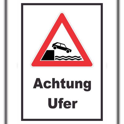 HB-Druck Achtung Ufer Schild A0 Rückseite selbstklebend