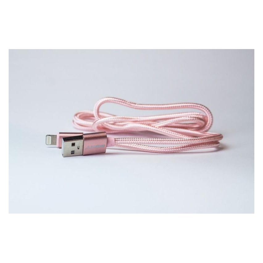 Eightt cable usb a lightning metal flex nilon rosa 1m trenzado (1 m, USB 2.0) (ECI-2P)