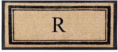 A1 Home Collections Natural Coir and Non Slip Rubber Front Door Mat Thin Profile Large Monogrammed Doormat